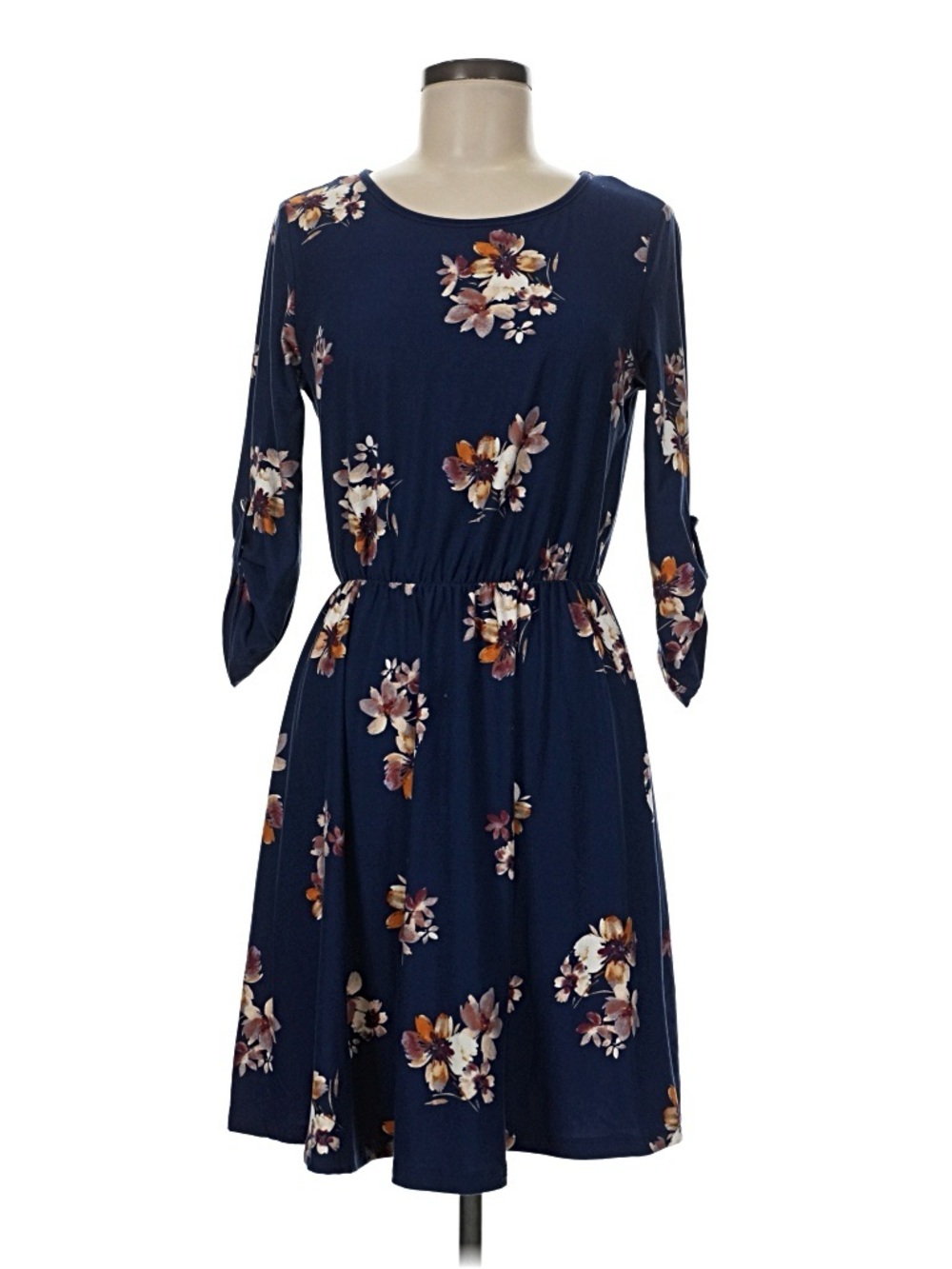Stitch Fix French Grey Small Floral Tie-Sleeve A-Line Dress